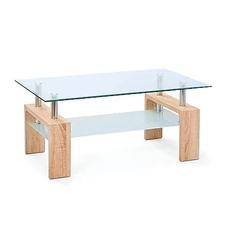 Inter Link Couchtisch Dana aus Glas und Holz in Sonoma Eiche Nachbildung