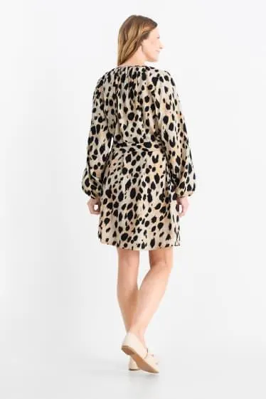 A-line dress - leopard print