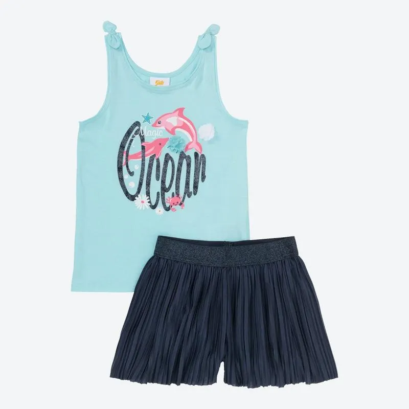 Kinder-Mädchen-Set mit Meeres-Motiv, 2-teilig