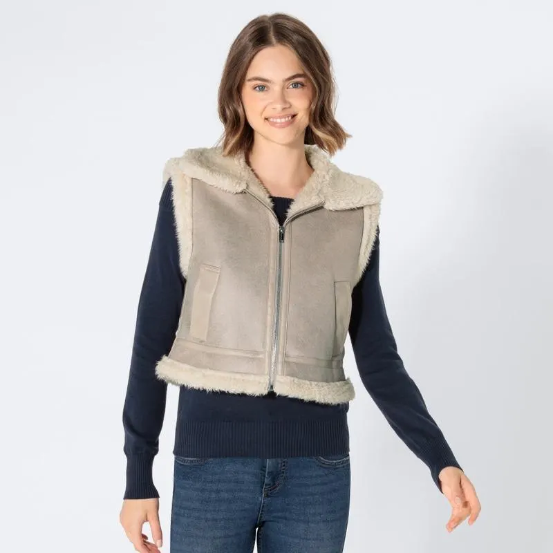 Damen-Weste in Velourslederoptik