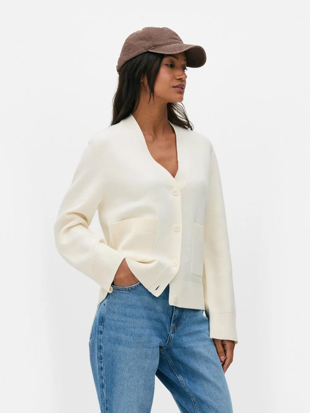 Cardigan mit V-Ausschnitt und Knopfleiste