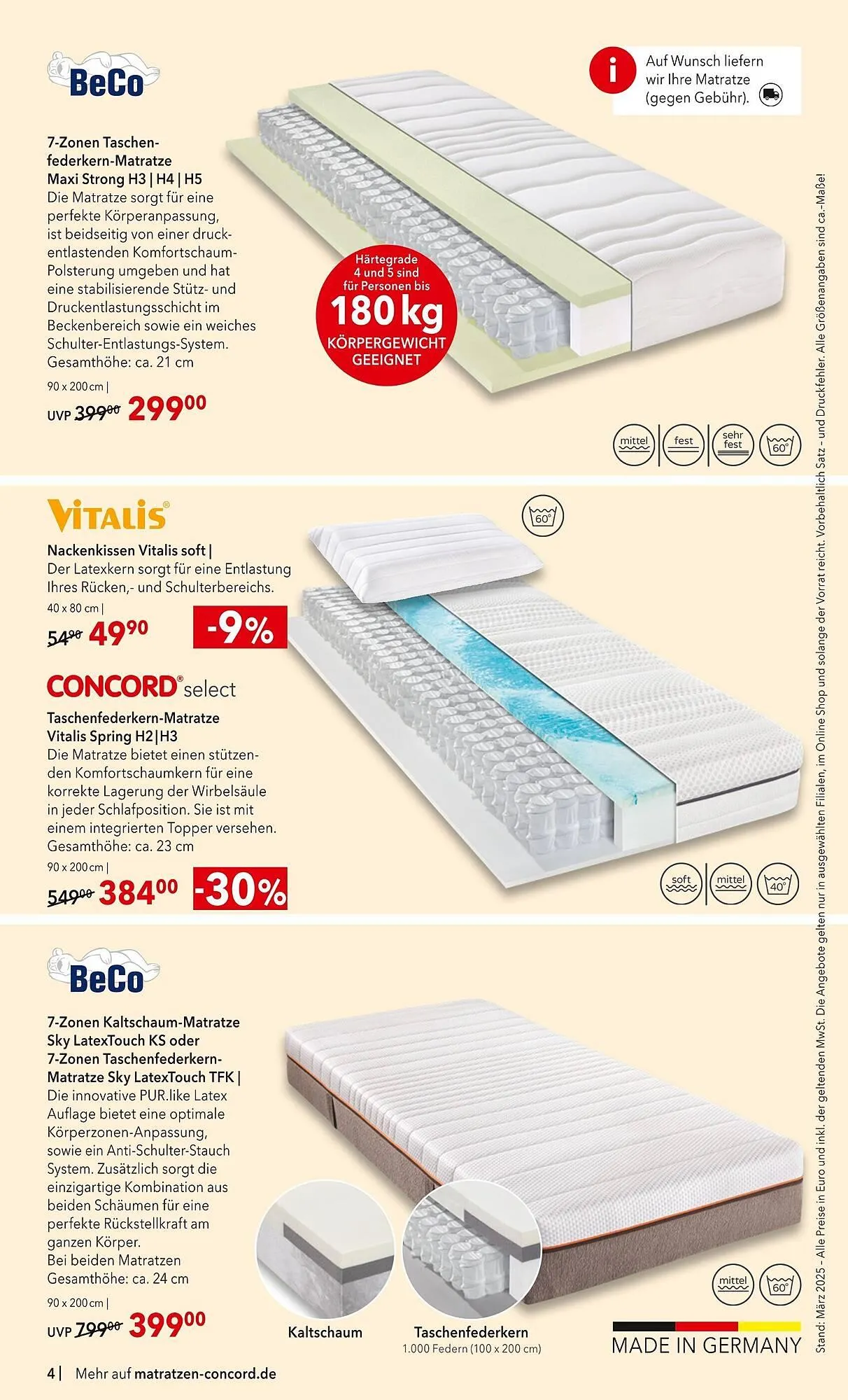 Matratzen Concord Prospekt von 26. März bis 29. April 2025 - Prospekt seite 4