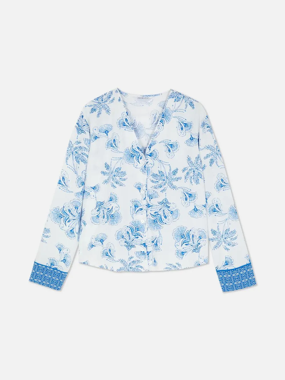 Hemd mit floralen Toile-Motiven und Bordüre