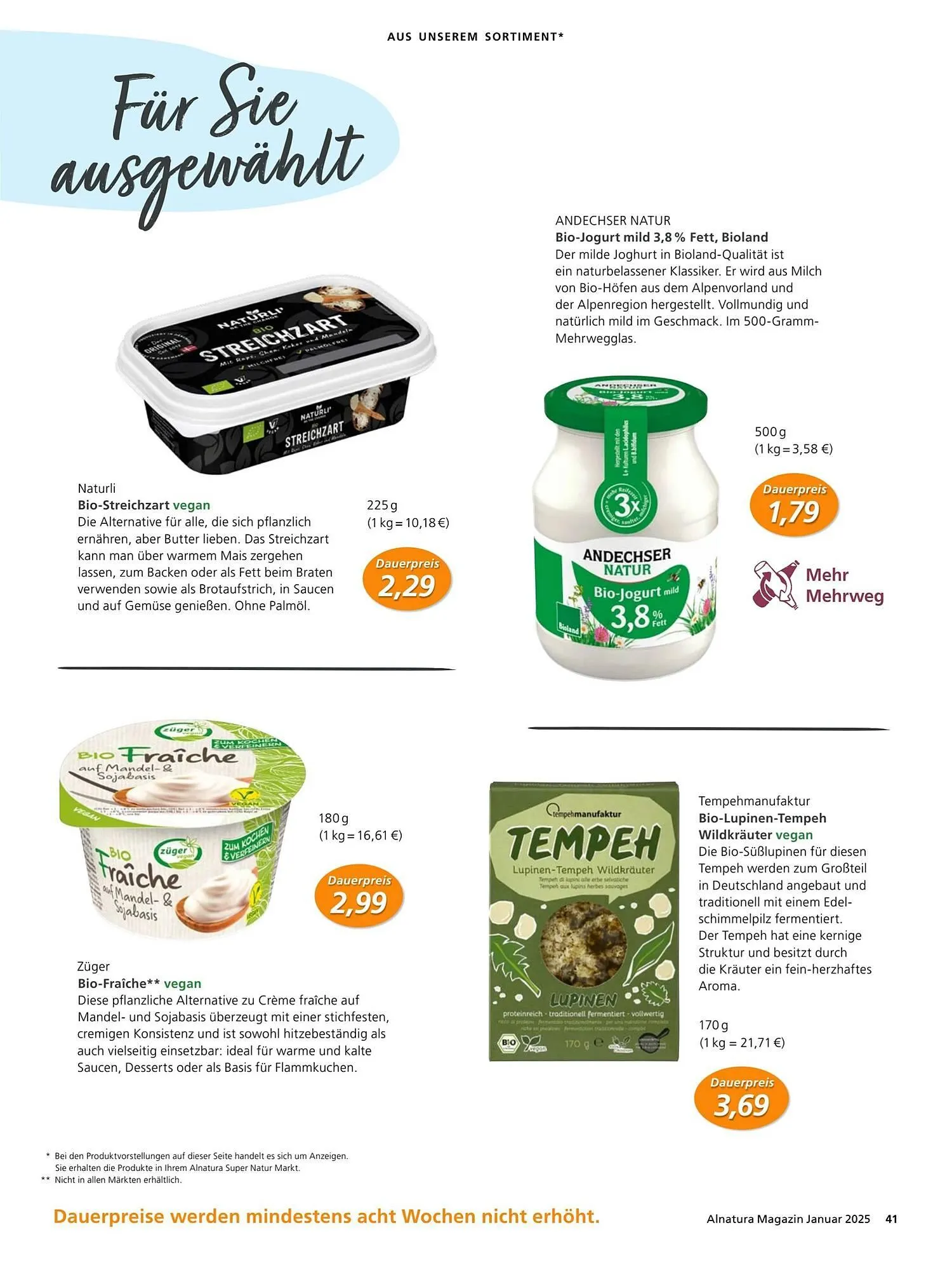 Alnatura Prospekt von 8. Januar bis 1. Februar 2025 - Prospekt seite 41