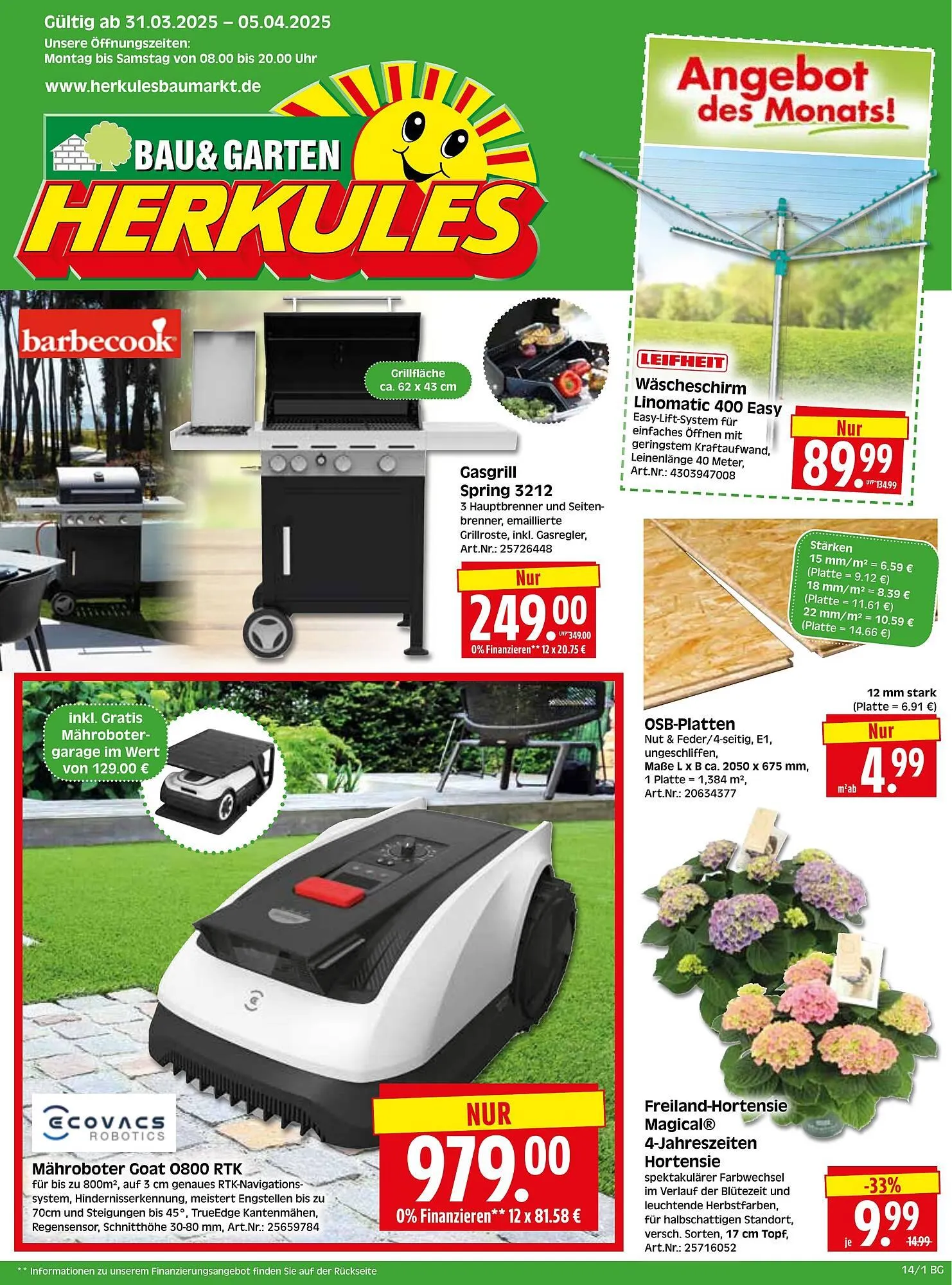 Herkules Baumarkt Prospekt von 31. März bis 5. April 2025 - Prospekt seite 1