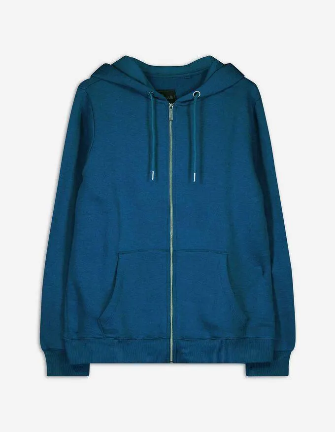 Propínací mikina - Kapuce se šňůrkou na stažení - tyrkysova