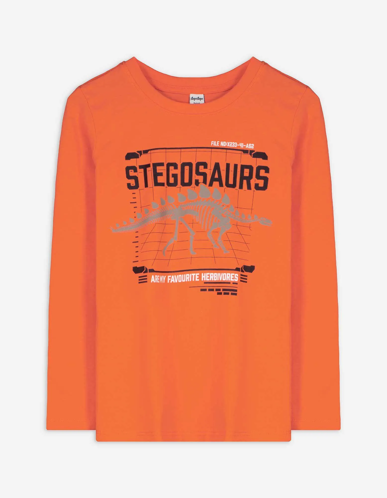 Langarmshirt - Dinosaurier - orange