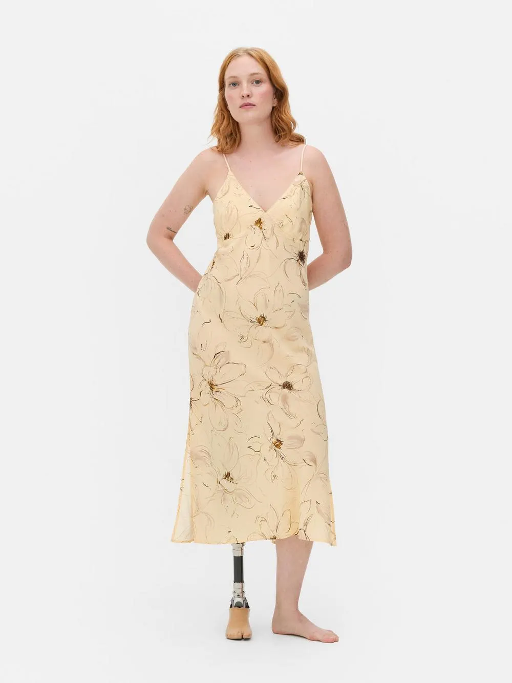 V-Neck Floral Midi Chemise