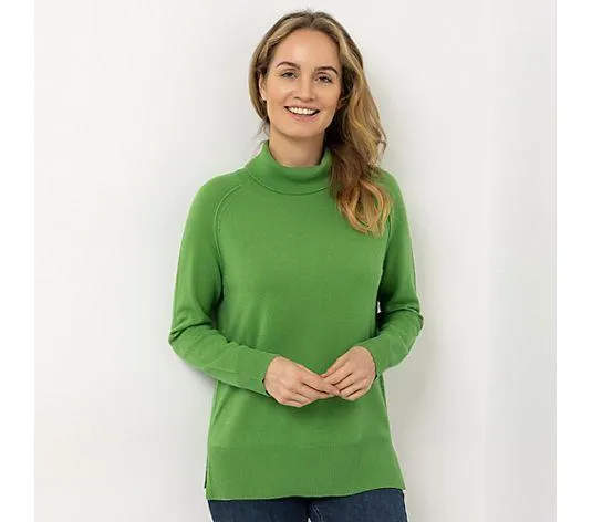 EVA LUTZ Pullover Rollkragen Seitenschlitze figurumspielend