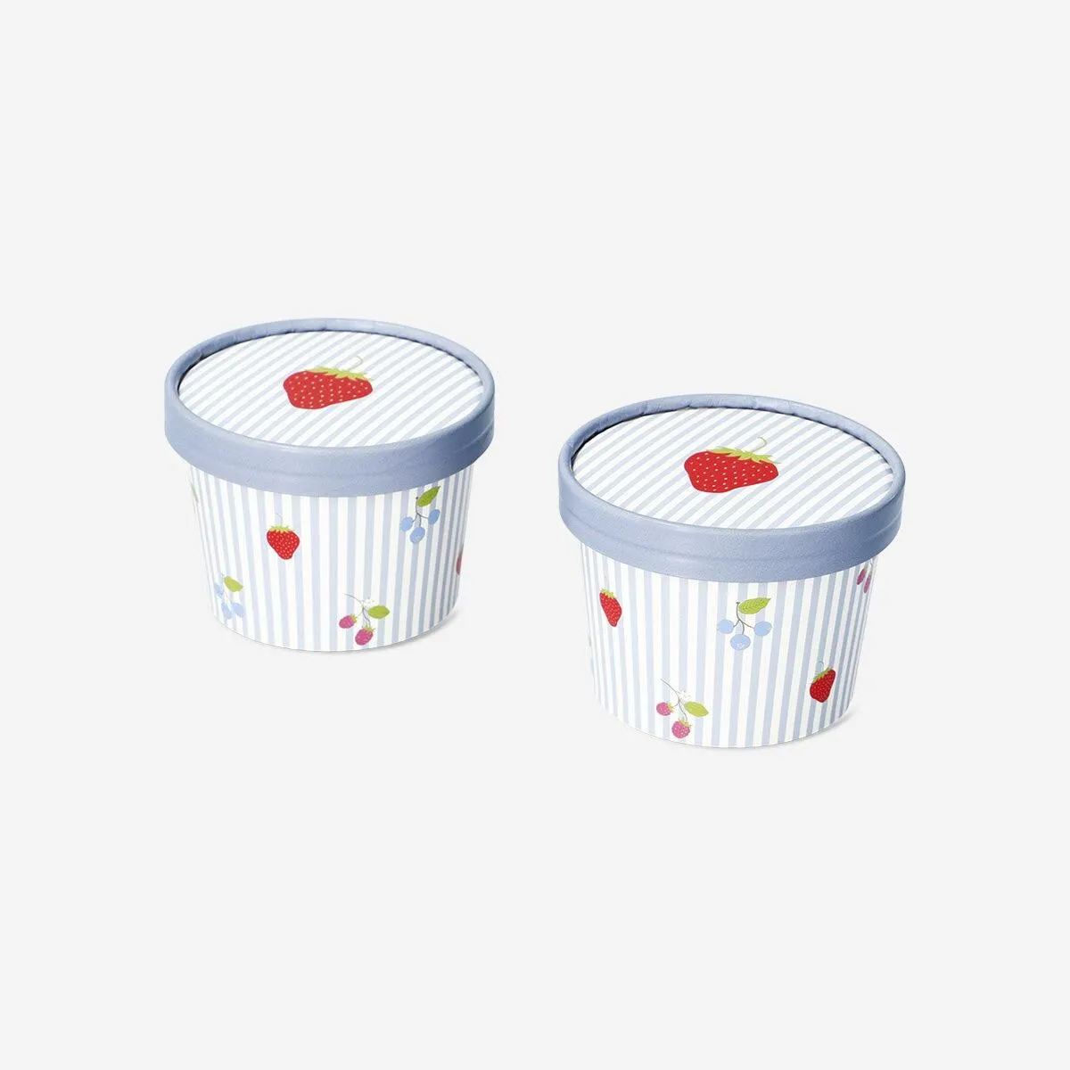 Snack bowls with lid and berry print - 2 pcs