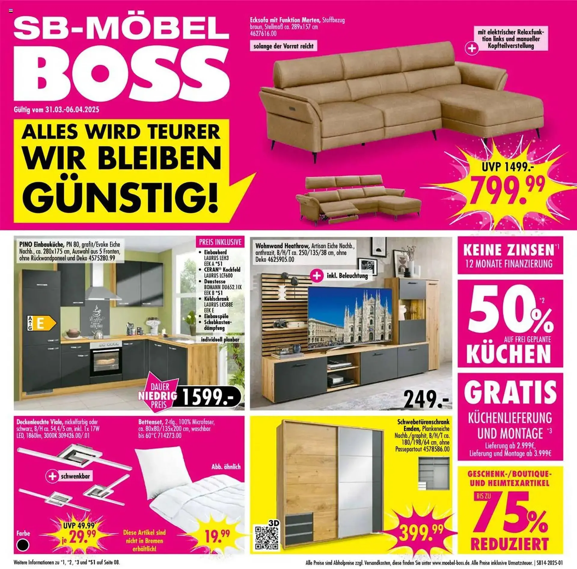 Möbel Boss Prospekt von 31. März bis 6. April 2025 - Prospekt seite 1