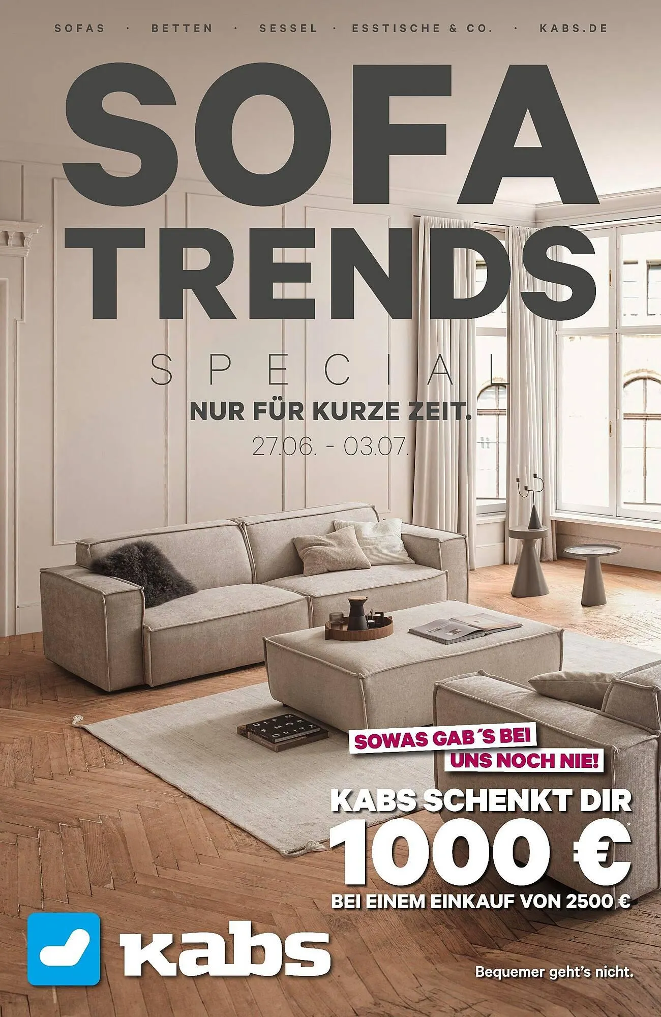 Kabs Polsterwelt Prospekt von 27. Juni bis 3. Juli 2025 - Prospekt seite 1