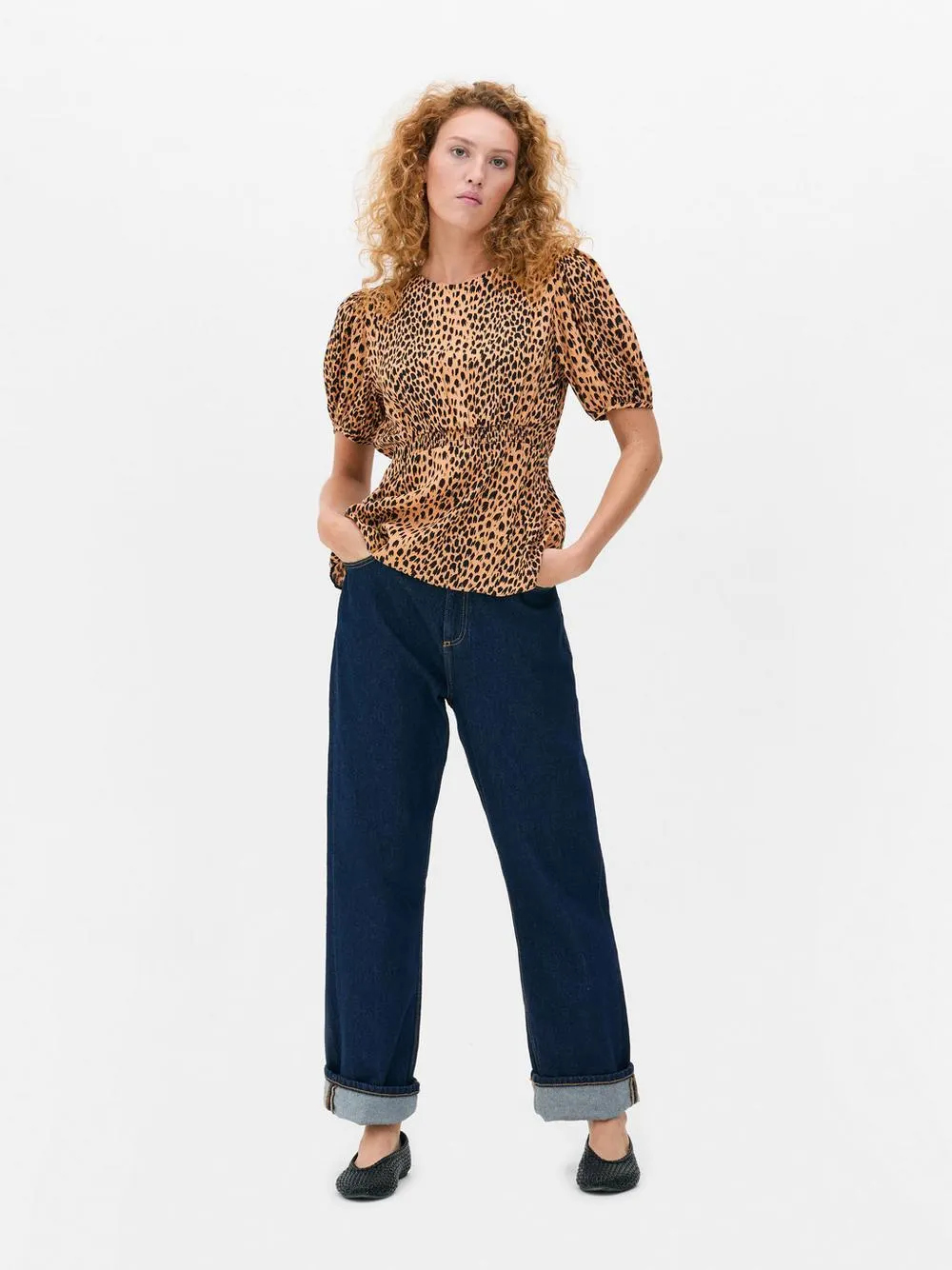 Puff Sleeve Printed Blouse