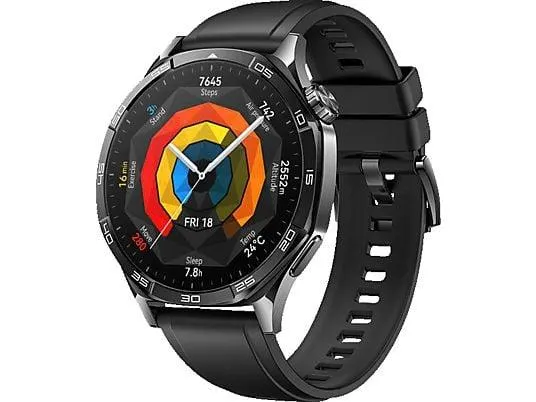HUAWEI Watch GT5 46 MM Smartwatch Fluorelastomer, 140-210 mm, Black