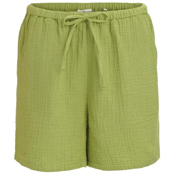 Damen Musselin-Shorts in Unifarben