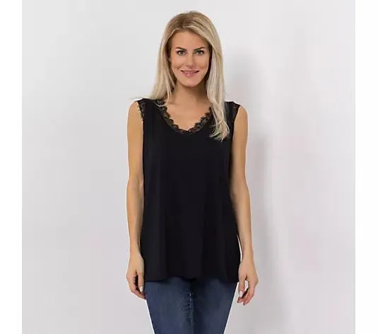 DINE 'N' DANCE Top V-Ausschnitt mit Spitze leger