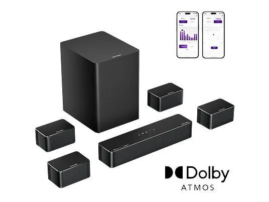 ULTIMEA Poseidon D80 Boom - 7.1 Systeme mit Dolby Atmos, Soundbar, Schwarz