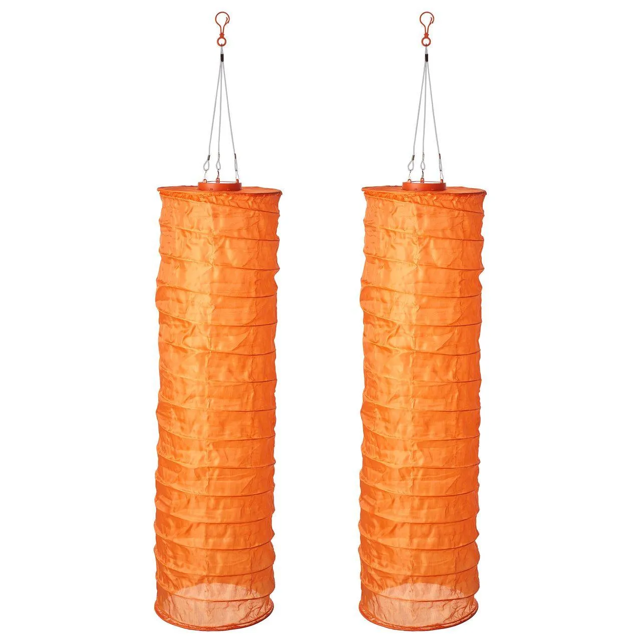 AMARE Solar Lampion XXL 2er Set Schlauch orange mit 15 LED Mikro-LEDs