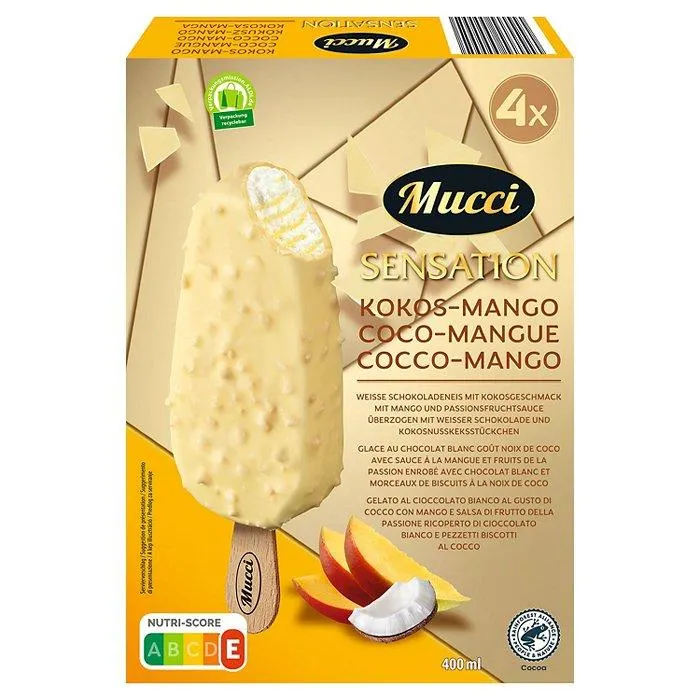 MUCCI Stieleis Sensation Black 400 ml, Coconut Mango