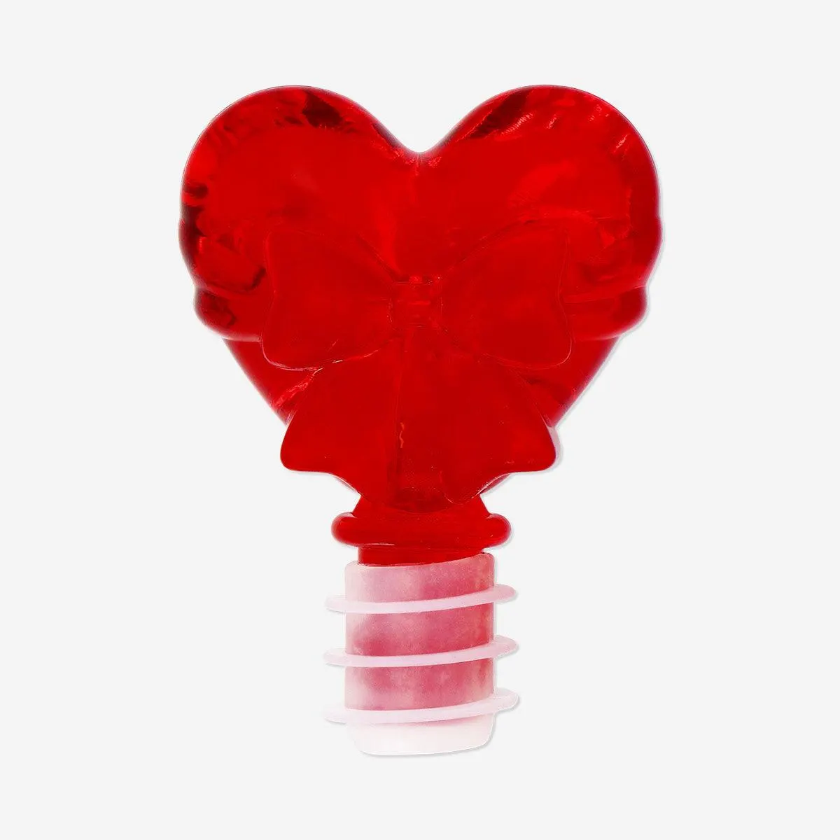 Red heart with bow wine stopper