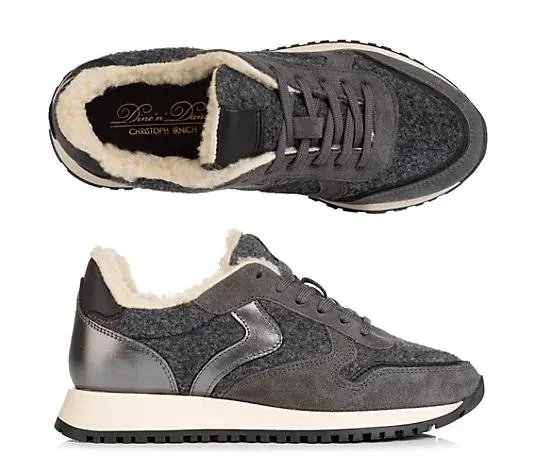 DINE 'N' DANCE Damen-Sneaker Materialmix Warmfutter Schnürung