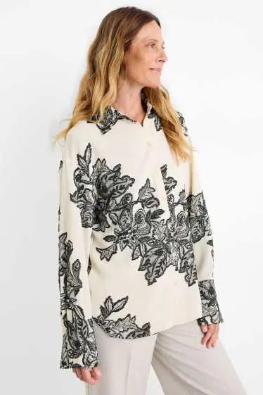 Blouse - floral - textured