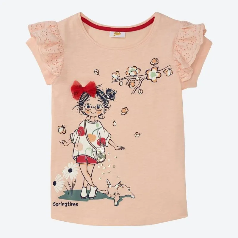 Kinder-Mädchen-T-Shirt mit Rundhalsausschnitt