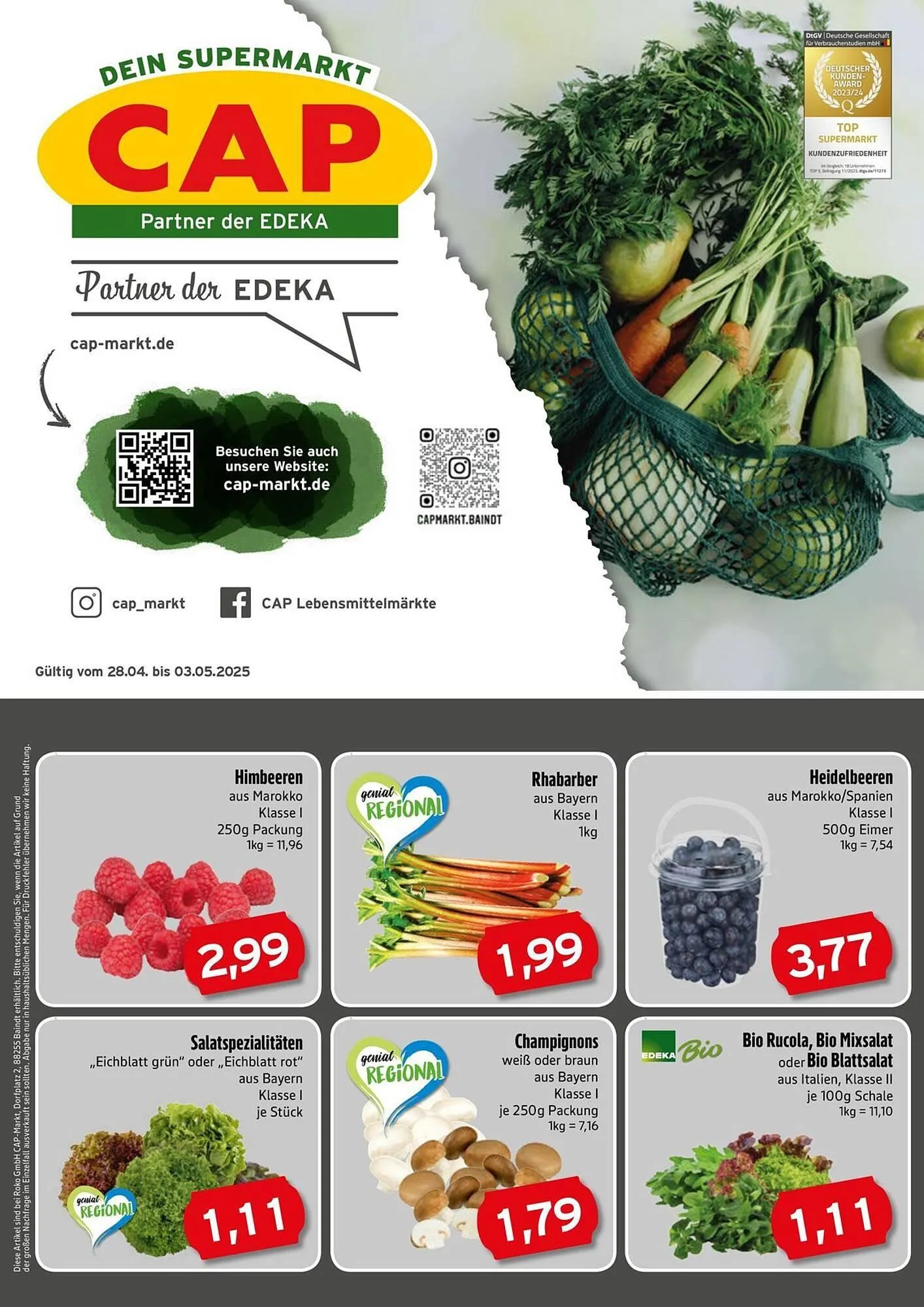 CAP Markt Prospekt von 28. April bis 3. Mai 2025 - Prospekt seite 1