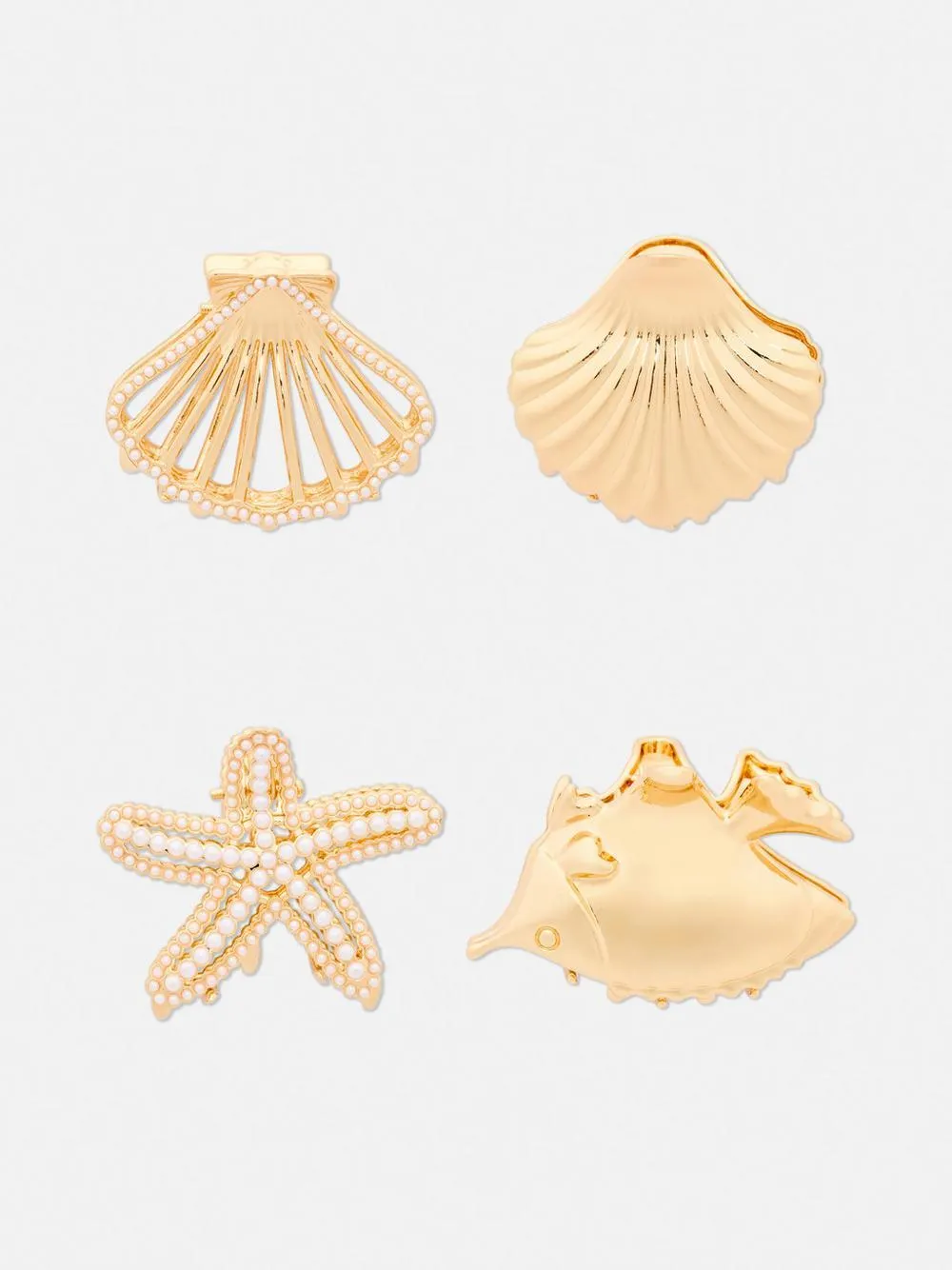 Haarkrallen im Meerestierdesign, 4er-Pack