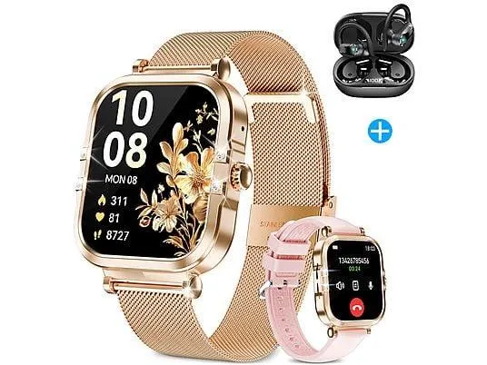 RAYOFI SR87 Smartwatch Silikon/Metall, 240 mm, Roségold/Silber