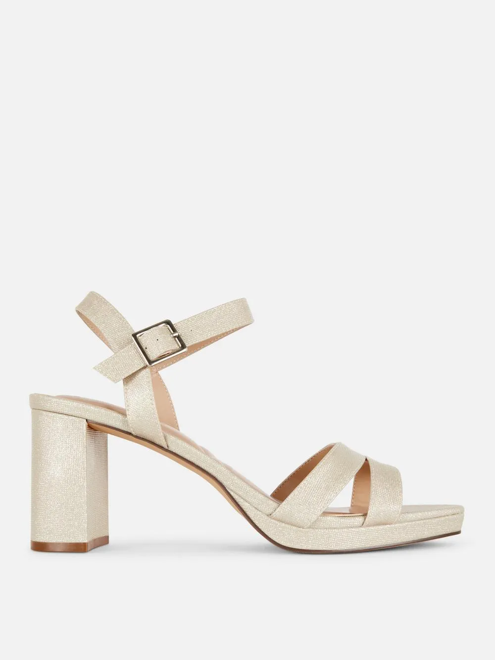 Glitzernde Riemchensandaletten mit Absatz