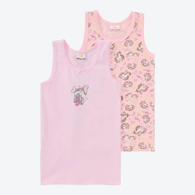 Kinder-Mädchen-Unterhemd mit Druck, 2er-Pack