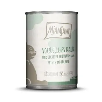 MjAMjAM Nassfutter Katze Adult 6x400 g Kalb und Truthahn