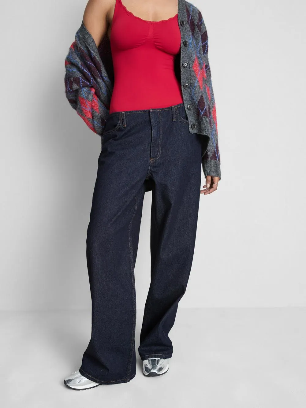 Elegante Jeans mit weitem Bein und mittelhohem Bund