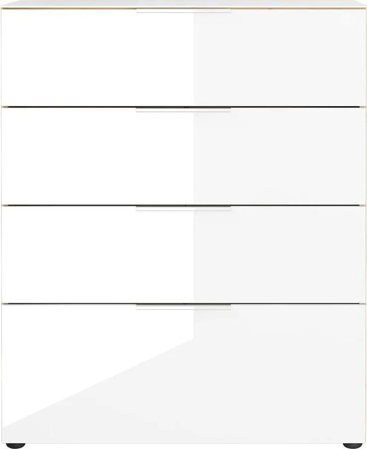 CASAVANTI Kommode OAKLAND 83 x 102 cm Glas Weiß/Navarra-Eiche-Dekor