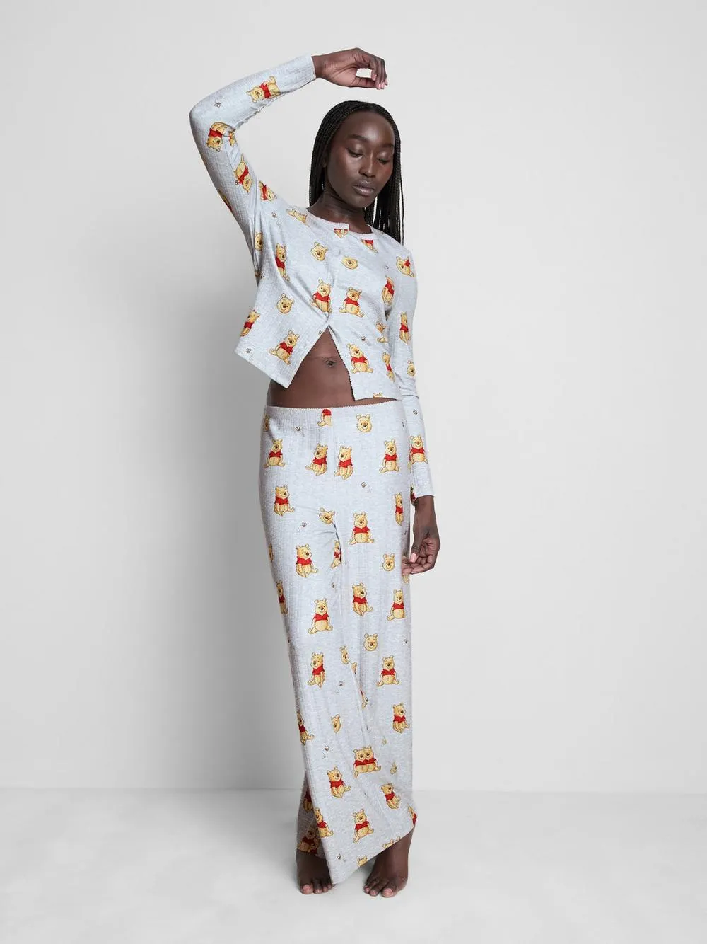 „Disney Winnie Puuh“ Pointelle-Schlafanzugtop mit Knopfleiste