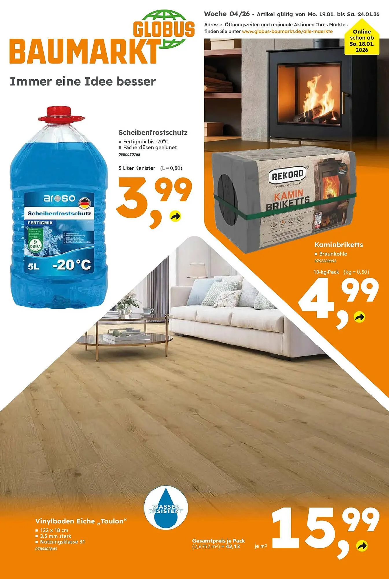 Globus Baumarkt Prospekt von 18. Januar bis 24. Januar 2026 - Prospekt seite 1