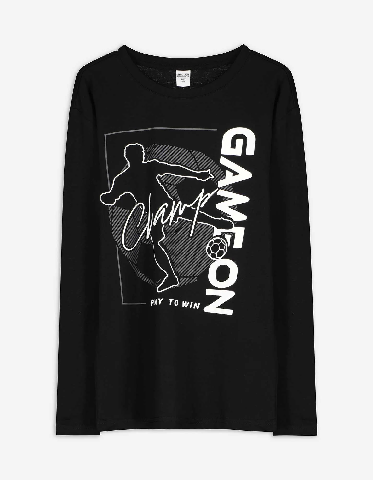 Langarmshirt - Frontprint - schwarz