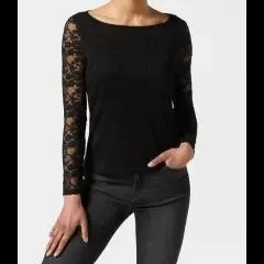 Langarmshirt mit Spitze Janina, Rundhalsausschnitt