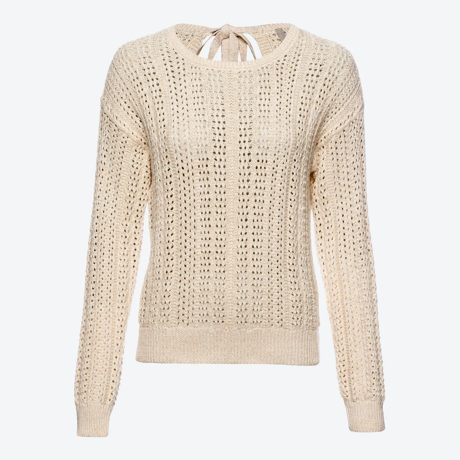 Damen-Ajour-Pullover mit Rundhalsausschnitt