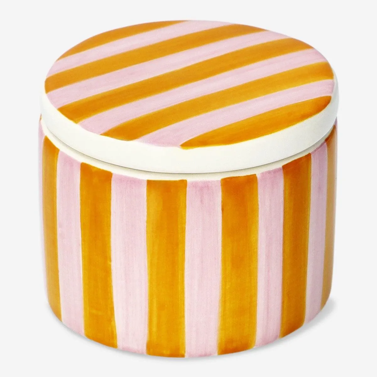 Decorative jar with orange stripe