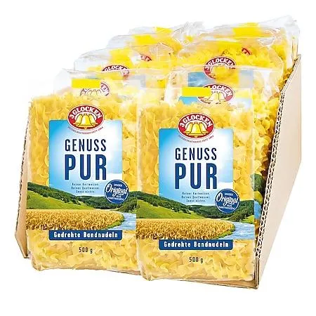 3 Glocken Genuss Pur Gedrehte Bandnudeln 500 g, 10er Pack