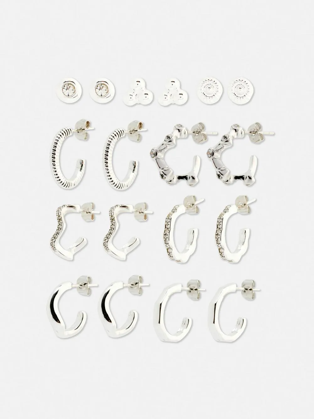 „The Edit“ Ohrstecker und Creolen, 9er-Pack