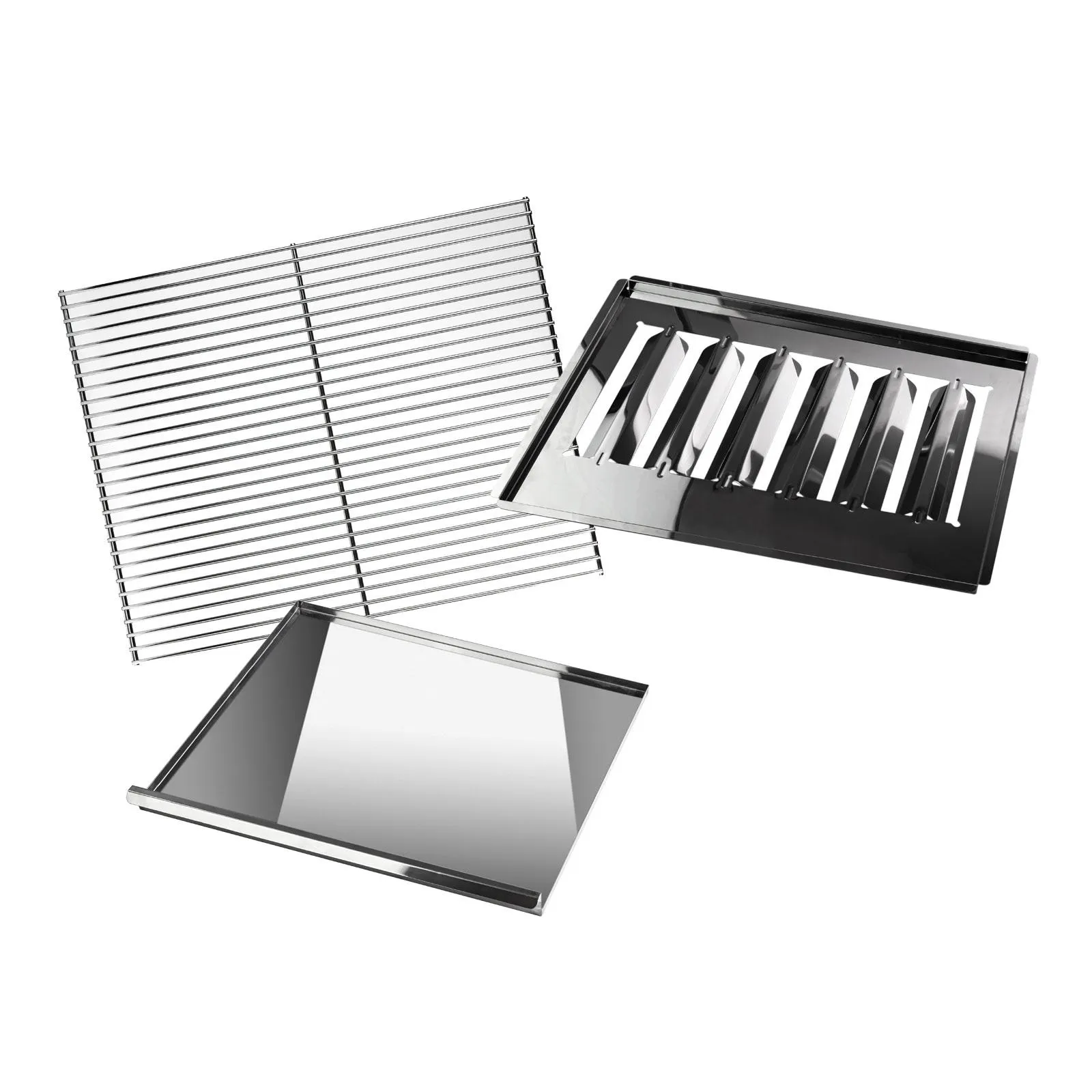 Grillrost Set 3 tlg. + Flammenblech + Fettwanne für Gastrobräter 17545