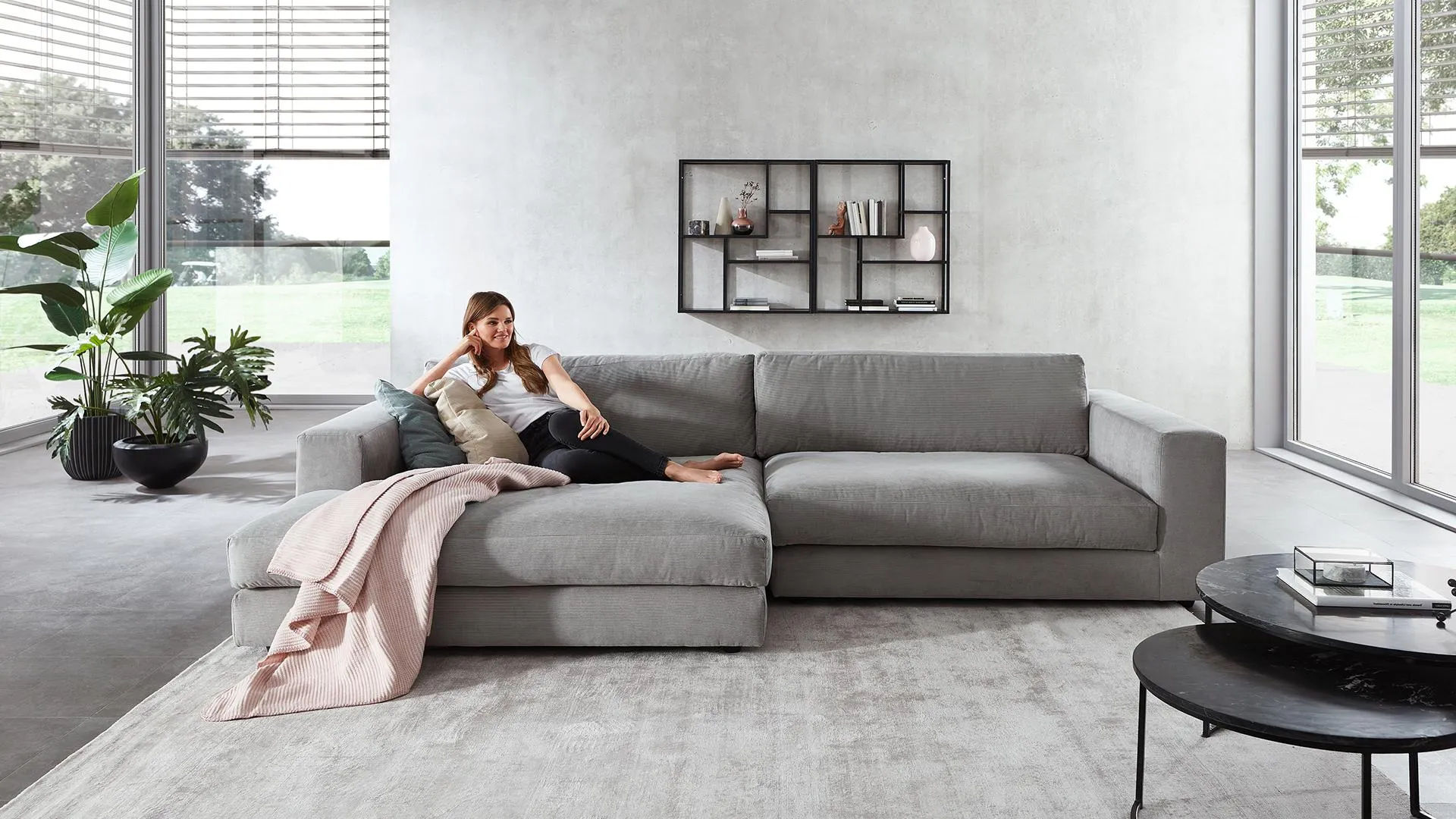 Cosyhome Living Ecksofa Cord Stoff Vintage