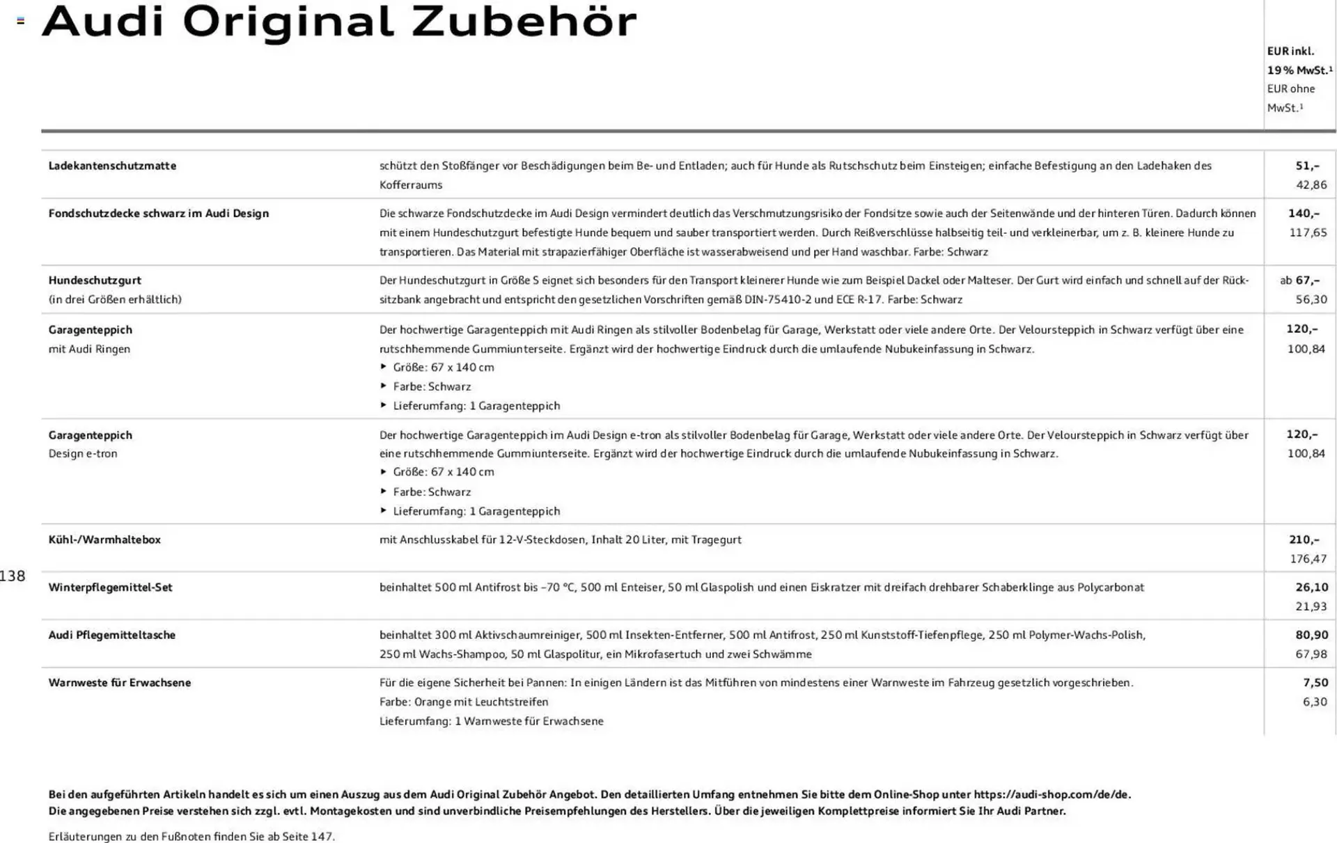 Audi Prospekt von 6. November bis 6. November 2026 - Prospekt seite 138