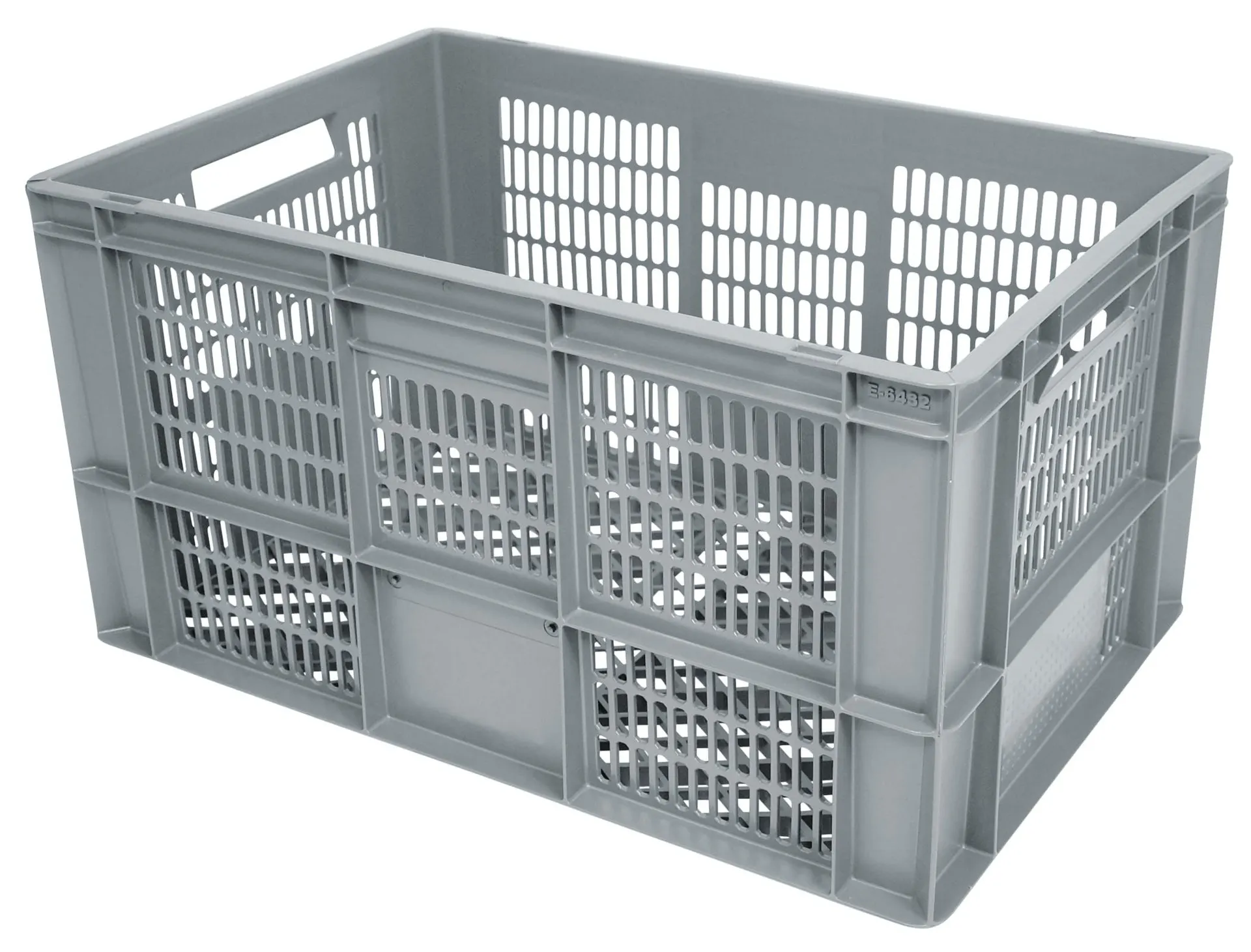 METRO Professional Eurobox, PP, 60 x 40 x 32 cm, 60 L, 20 kg, perforiert, stapelbar, mit Handgriff, grau