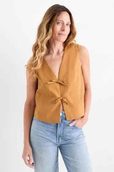 Business waistcoat - fitted - linen blend