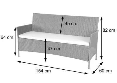 3-Sitzer Poly-Rattan Gartenbank Hamar