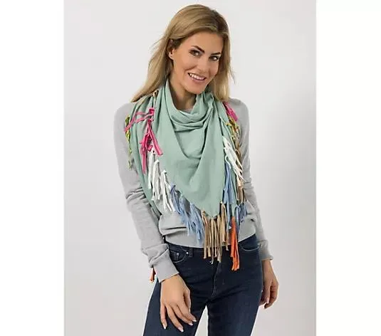 DINE 'N' DANCE Dreieckstuch Velourfransen 72x176cm